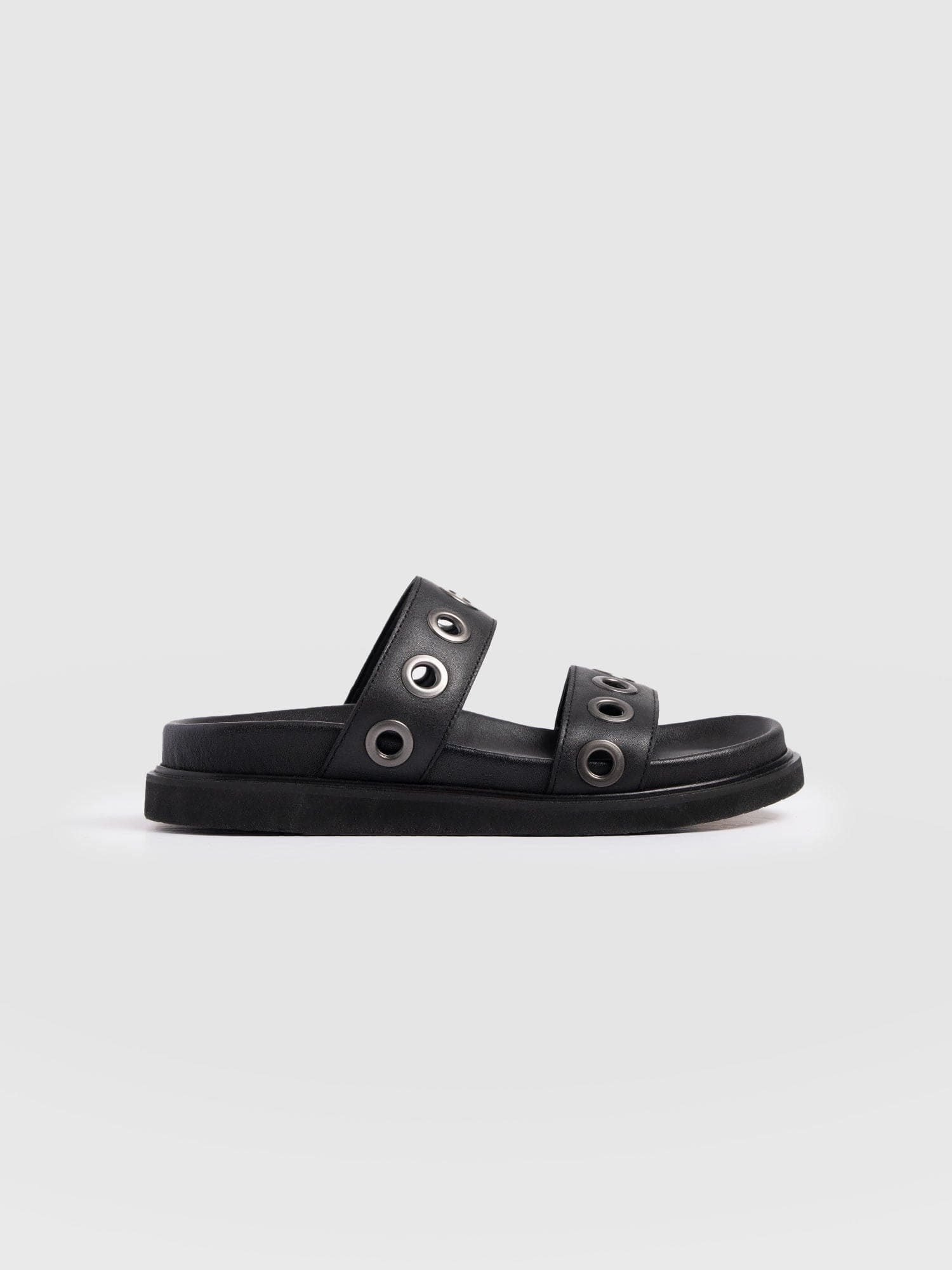 Madison Eyelet Slides - Black - Women's Shoes | Saint + Sofia® USA